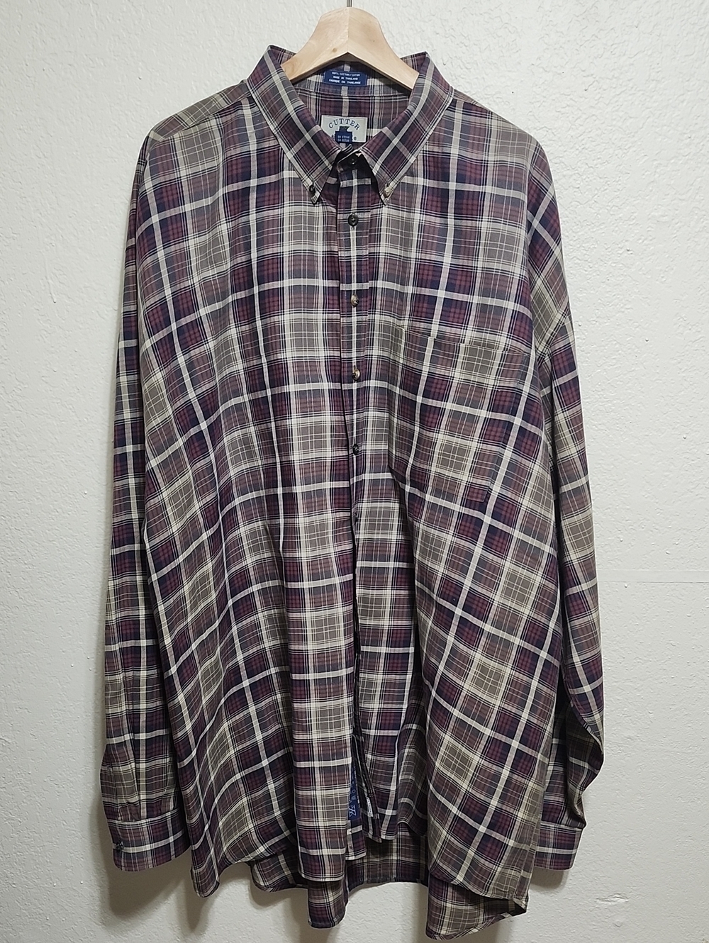 Vintage Cutter Men's Big & Tall 3XT Plaid Button Down Shirt Multicolor Long Slee